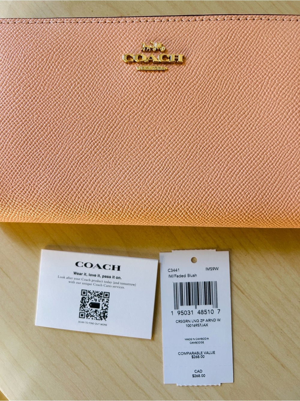 Coach Long Zip Around Wallet Blush NWT - Picture 3 of 7